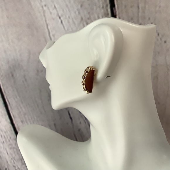 Gold Plated Chain Inlay Earrings - Picture 4 of 7